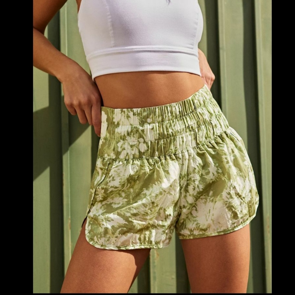 Free people movement the way home printed shorts in green combo